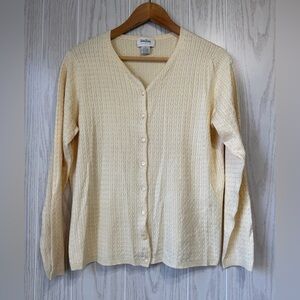 Neiman Marcus Exclusive Light Yellow Silk Blend Textured Cardigan Size Large